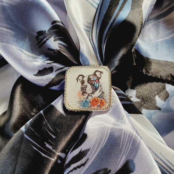 Western scarf slide,scarf slide concho, wild rag slides, Pitbull lover gift - Picture 3 of 3